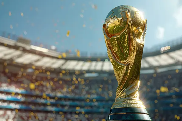 World Cup trophy displayed stadium